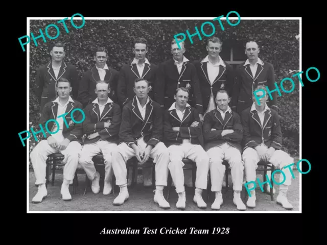 Old Postcard Size Photo Of The Australian Test Cricket Team 1928 Don Bradman