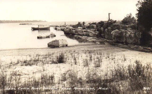 RPPC Seul Chois Point Harbor Near Manistique Michigan MI Postcard