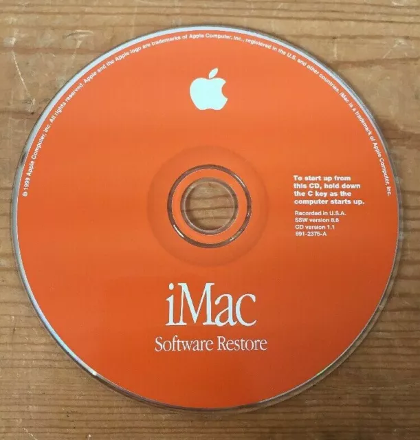1999 Mac Macintosh iMac Software Restore Install OS 8 8.6 Reboot CD-ROM Disc CD