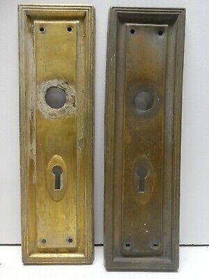 Original Vintage Pair Pressed Brass Art Deco Door Handle Plates