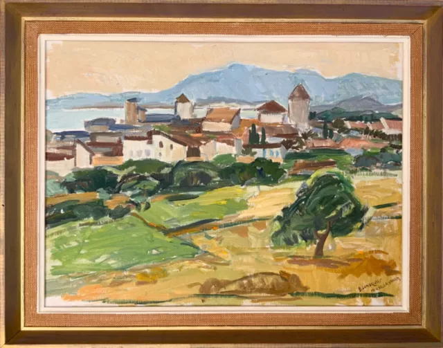 Mid 20th Century Swedish Impressionism Landscape Oil Painting “Marbella” 1960s