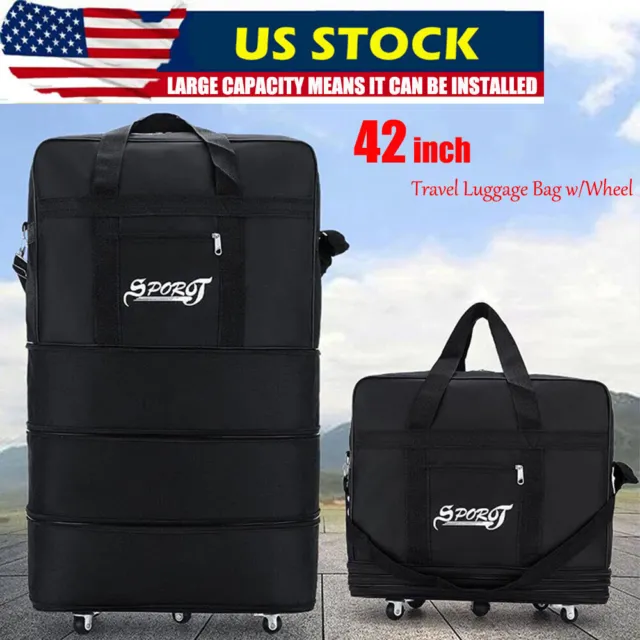 New 42" Expandable Rolling Duffle Bag Large Wheeled Luggage Foldable Suitcase