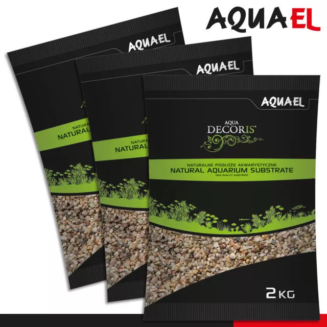 Aquael 3 x 2 kg Aqua Decoris grava color natural 1,4 - 2 mm sustrato de acuario