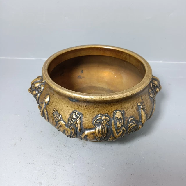 Rare Marked Chinese Copper Bronze Brass Zodiac signs Incense Burner Censer