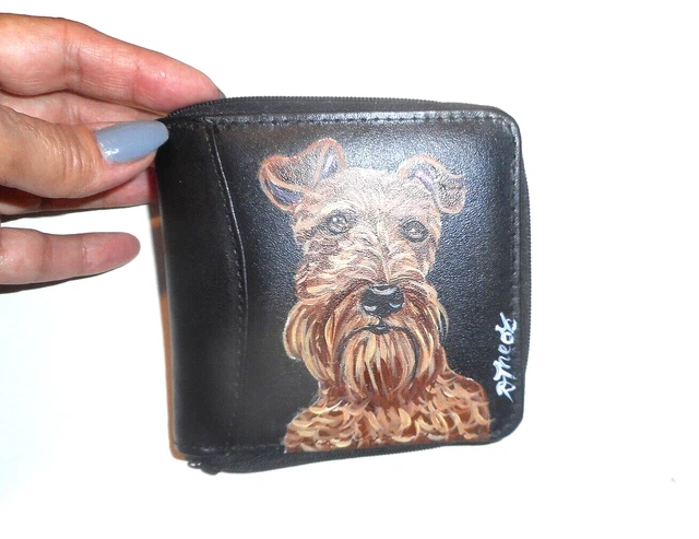 Irish Terrier Dog Hand Painted Unisex Leather Wallet for Men Women