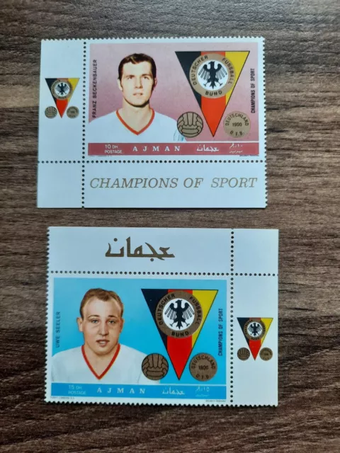 Briefmarken Ajman Franz Beckenbauer und Uwe Seeler 1968 postfr.