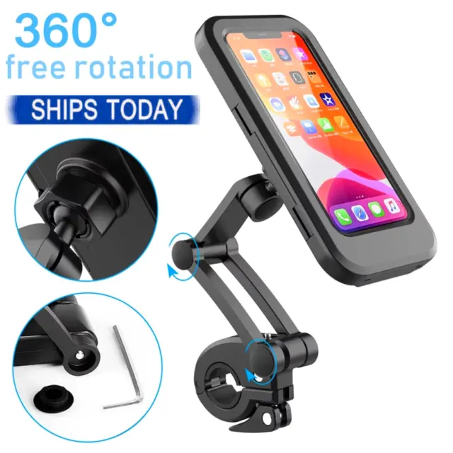 Holder Motorcycle Cell Phone Bike Waterproof Handlebar Touch Screen Case Mount