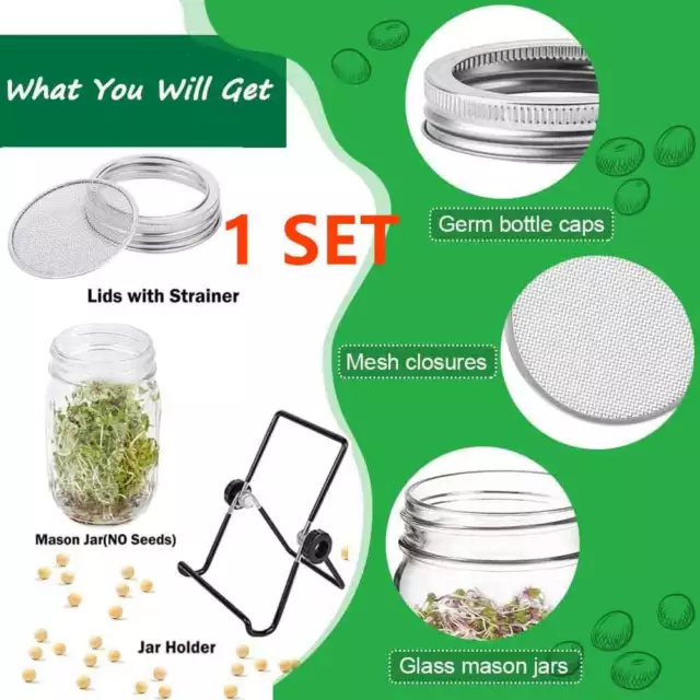 with Stand Wide Mouth Sprouting Jar Kit Germination Cover Sprouter Mason Jars