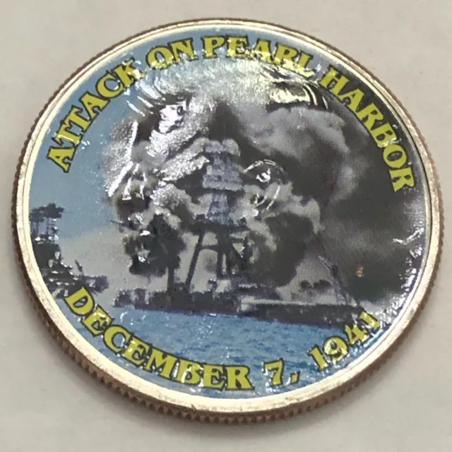 Colorized Kennedy half dollar.ATTACK ON PEARL HARBOR DECEMBER 7, 1941 #46