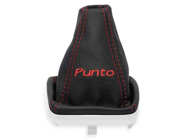 Cuffia Cambio In Vera Pelle Per Fiat Grande Punto Evo - Colore Nero Con Cucitura Grigia - Foto 2