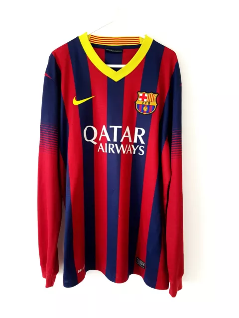 Barcelona Home Shirt 2013. Large. Original Nike Red Adults Long Sleeves Football