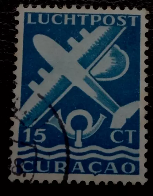 Curacao: 1947 Airmail 15 C. Collectible Stamp.