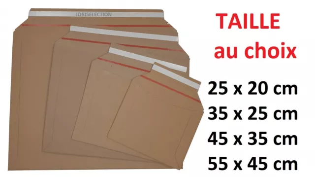 Lot de 25 Enveloppes Carton Pochette Rigide brun DIMENSION AU CHOIX