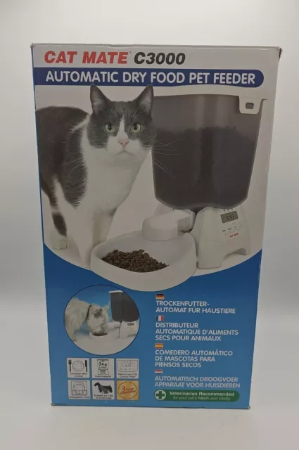 Alimentador automático para gatos Cat Mate C3000 para comida seca, comedero cronometrado para gatos y perros pequeños