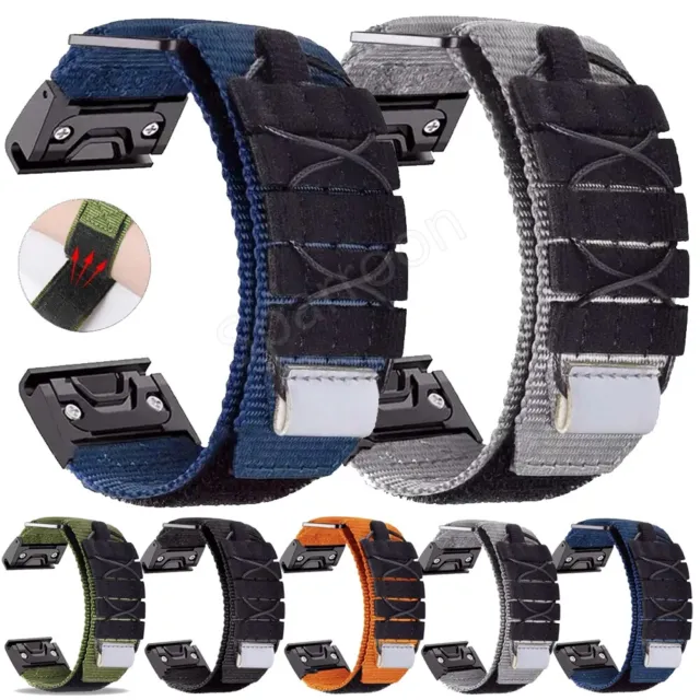 Nylon Watch Band For Garmin Fenix 7 7X 6 6X Pro 5 5X 3HR 965 955 Strap Quick Fit