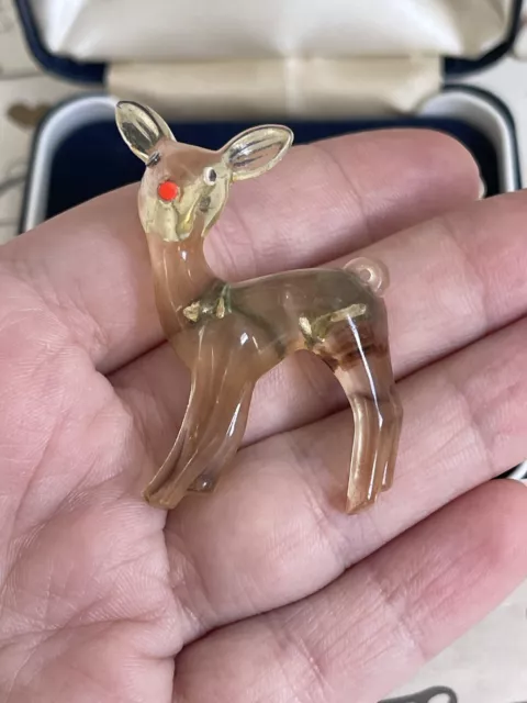 Antique brooch deer vintage 1900-1920 Plastic Very Rare For Collection!