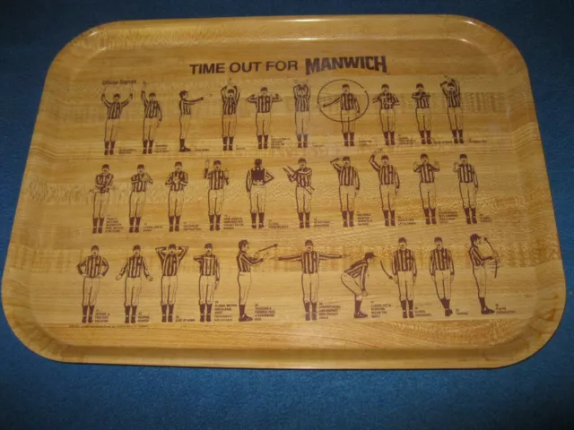 Football referee tray with signals explained.   Fantastic Super Bowl party item.