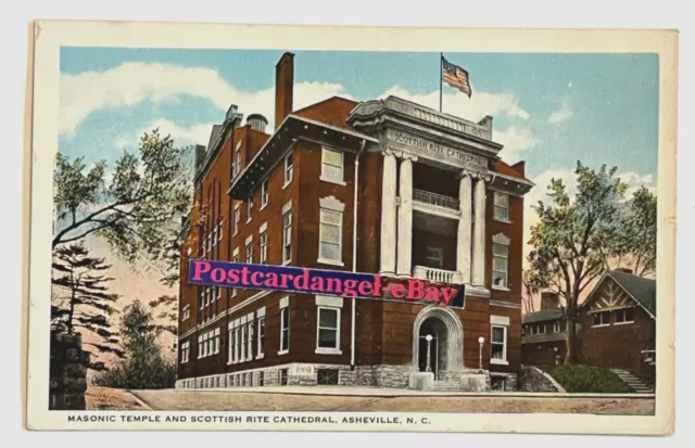 North Carolina Asheville NC Postcard Masonic Temple and Scottish Rite Cathedral