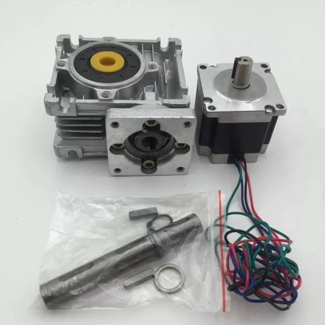 L76mm Stepper Motor 4A CNC Engraver Nema23+50:1 Reduction Worm Gearbox Reducer