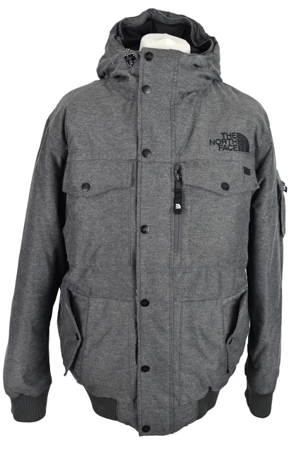 THE NORTH FACE Grey Down Padded Jacket size L Mens Full Zip HyVent Hooded