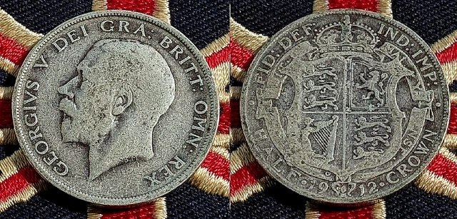 1912 HALF CROWN Solid Silver Antique Old Coin Year Titanic Ship