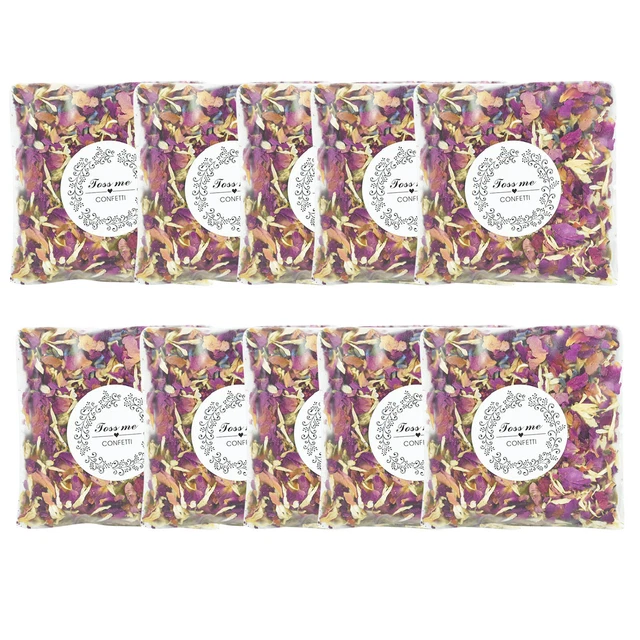 Boda Fiesta Confeti Pétalo de Rosa Seco Ecológico Flor Seca (10 bolsas)