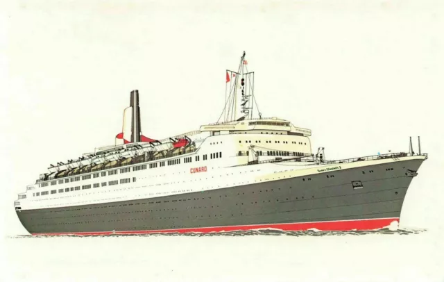 Navicella Arte Cartolina, Ocean Liner Regina Elisabetta II Cunard Da Presscott