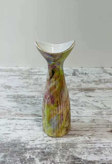 Rare Fancies Fayre Flower Vase Petrol Lustre 7" England PEB L12