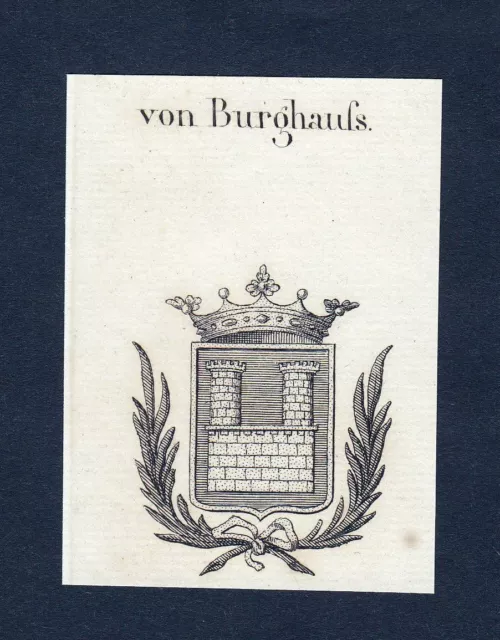 1820 Burghaufs Emblem Nobility Coat Of Arms Heraldry Copperplate Engraving