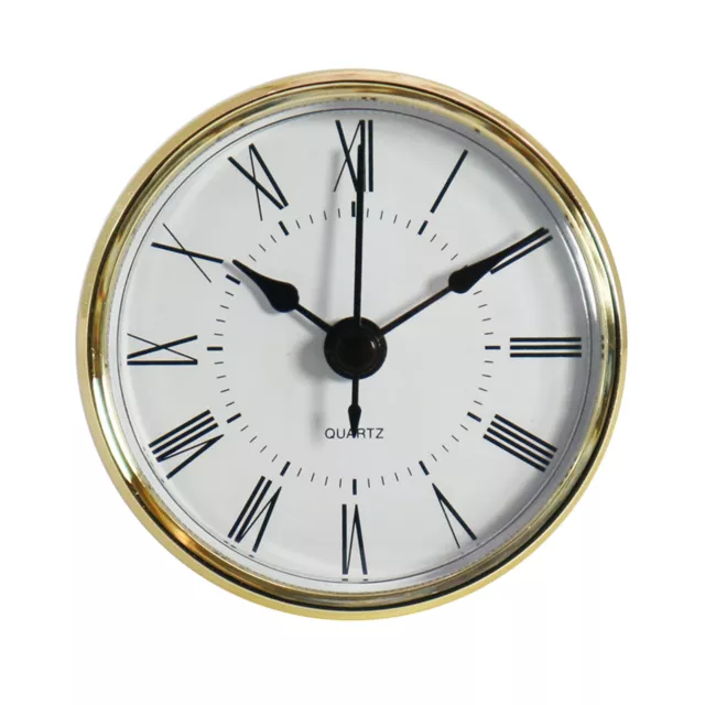 Clock Insert 70 mm Round Quartz Room Clock Gold   Bezel Roman Numerals