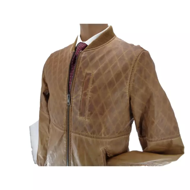 BERSHKA FAUX LEATHER jacket Men Medium Brown Bomber jacket style ...