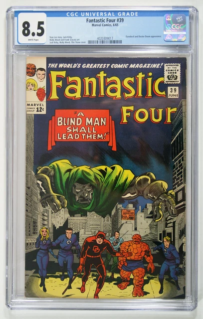 FANTASTIC FOUR #39 - WHITE PAGES: Jun 1965: CGC 8.5:  Daredevil X-Over Doc Doom