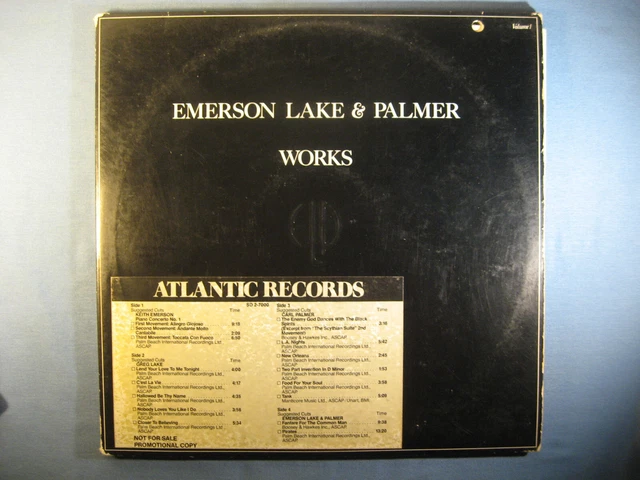 Emerson, Lake & Palmer- "Works"  Two Mint Vinyl LP's- Radio Station Copy  1977!