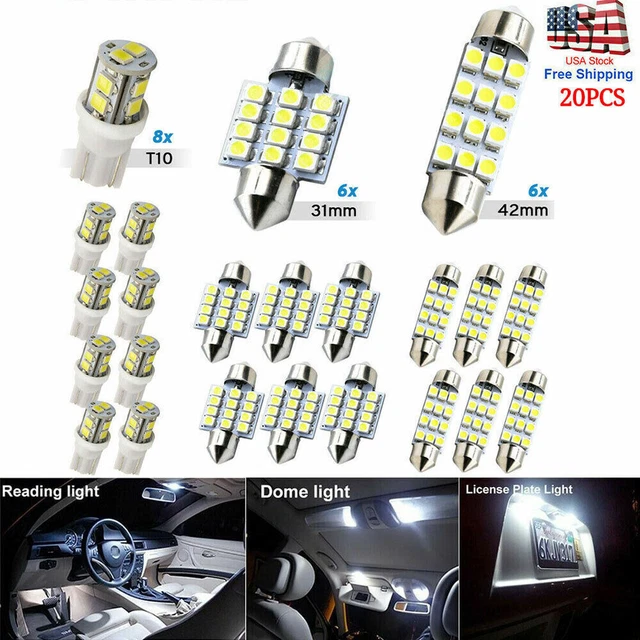 20X LED Interior Lights Bulbs Kit Car Trunk Dome License Plate Lamps Light Bulbs