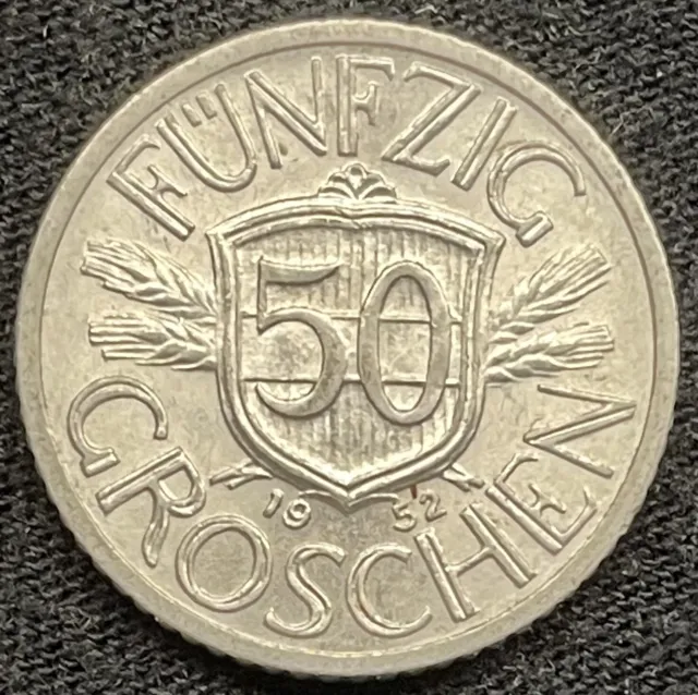 1952 Austria 50 Groschen 2nd Republic Coin Condition Uncirculated+