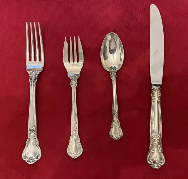 Gorham Chantilly Sterling Silver Flatware Silverware 4pc Place Setting