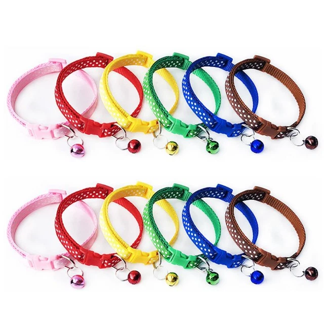 12PCS Adjustable Point Pet Bells Collars Colorful Cute Pure Color Supplies