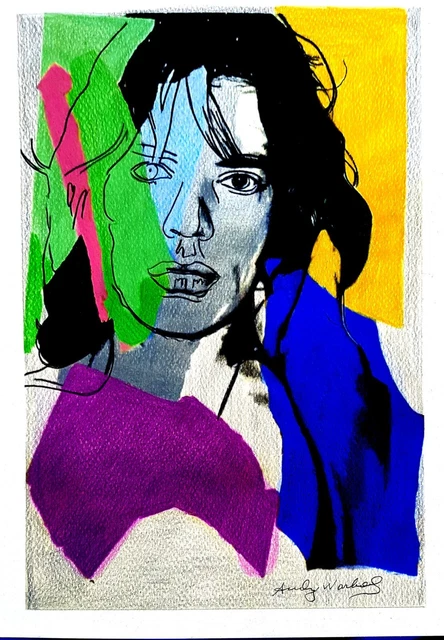 Color Ink Portrait ANDY WARHOL - Color ink drawing - Mick Jagger EUR 70,00 - PicClick FR