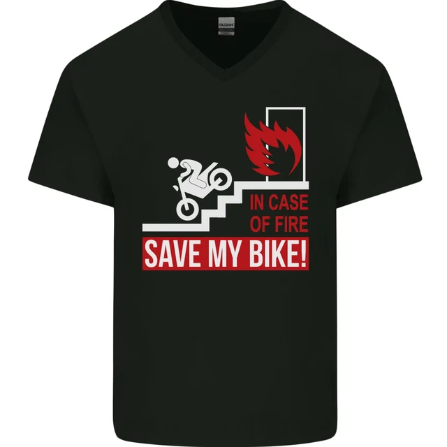 T-shirt da uomo scollo a V scollo a V moto emergenza