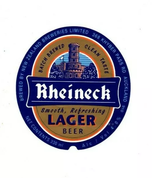 New Zealand Beer Label - New Zealand Breweries, Auckland - Rheineck