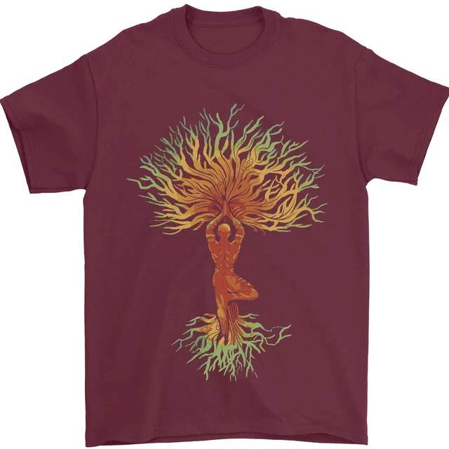 Yoga Albero Uomo Meditazione Uomo T-Shirt 100% Cotone
