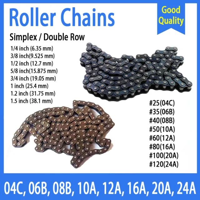Simplex Roller Chains 04C, 06B, 08B, 10A, 12A, 16A, 20A, 24A Transmission Chain