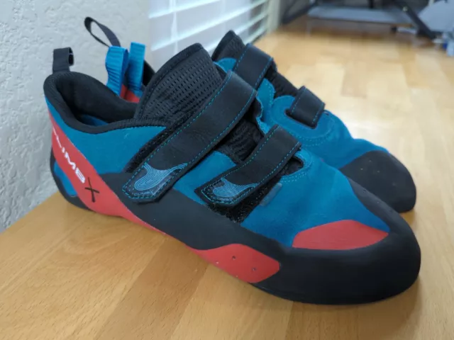 Climb X Red Point Strap Rock Climbing Shoes Men's Size 13 Red Black Blue