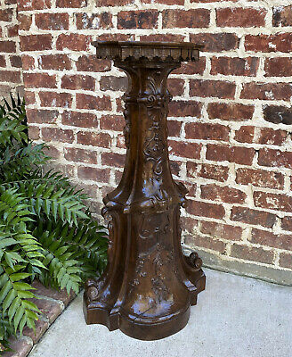 Antique Italian Pedestal Plant Stand Display Table Walnut Baroque 38" Book Rest 2