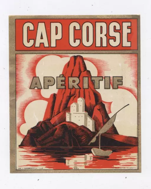 ANCIENNE ETIQUETTE CAP CORSE APERITIF VIN BOISSON  old label