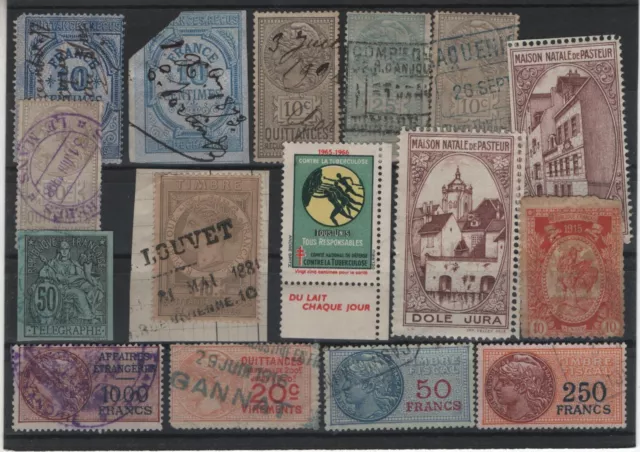 France 16 Different Old Used Revenues Stamps