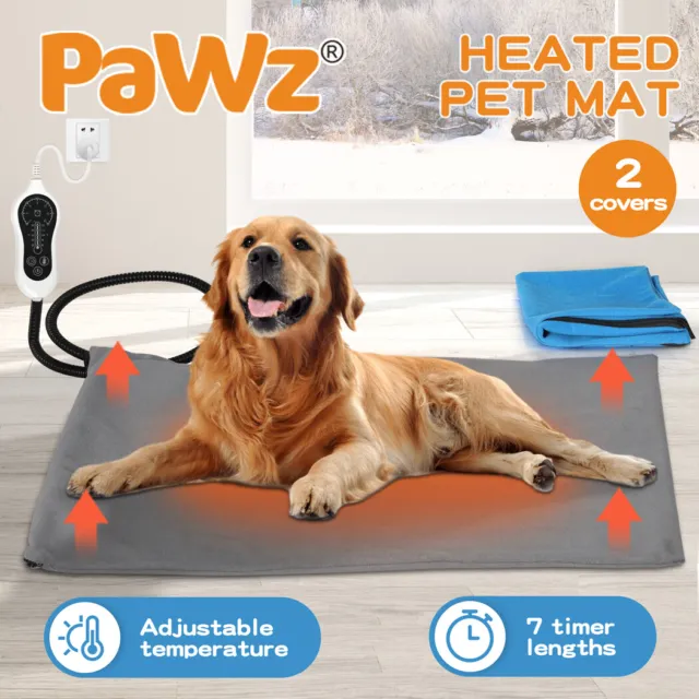 PaWz Pet Heater Bed Mat Electric Heated Blanket Pad Timer Removable Cover