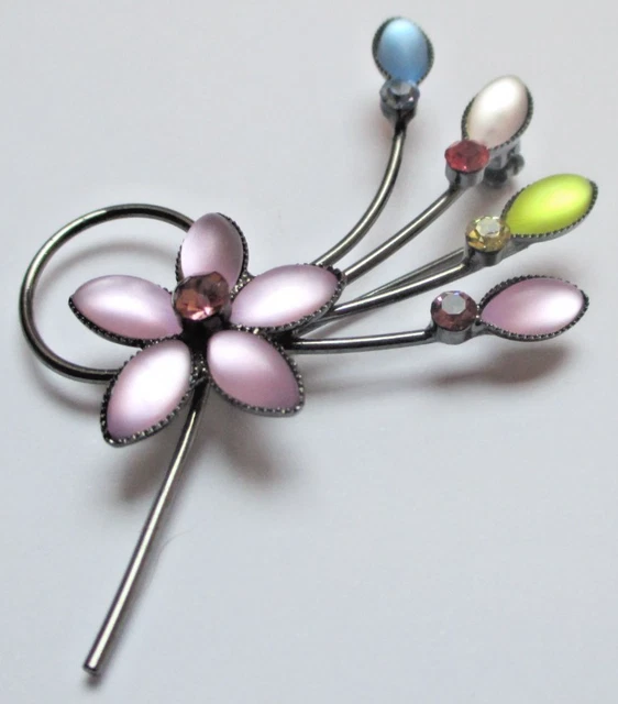 Belle Broche Vintage Ancienne Couleur Vieil Or Avec Cristal - Style Rétro