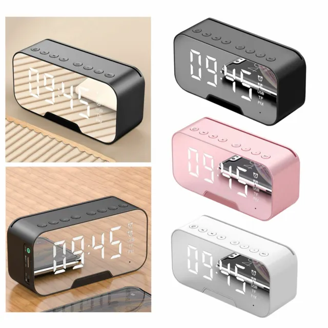Wireless Bluetooth Speaker FM Radio LED Digital Alarm Clock USB Rechargeable