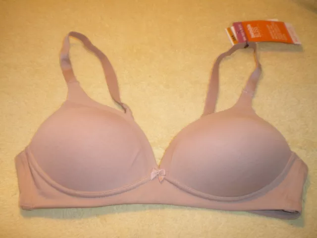 NWT Warners Bra 0141 Invisible Bliss Cotton Wirefree Beige Womens 34A FR/SHP